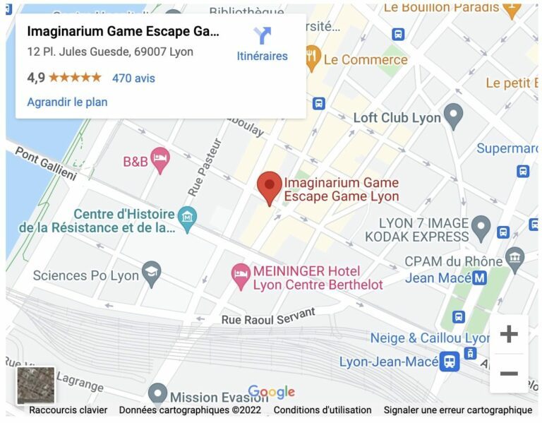 Carte Imaginarium Game escape game Lyon, escape game à lyon